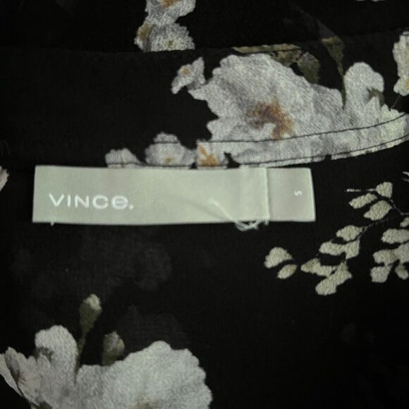 Vince Sheer Silk Black and White Floral Blouse - Picture 3 of 7